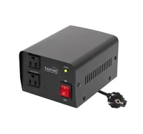 HOME VTF200VA feszültségátalakító, max.200VA, 230V/110V transzformátor, dupla 110V kimeneti aljzat két készülékhez, hordozható