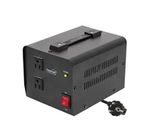 HOME VTF1000VA feszültségátalakító, max.1000VA, 230V/110V transzformátor, dupla 110V kimeneti aljzat két készülékhez, hordozható