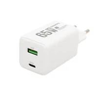 HOME SA65PPS USB hálózati szupergyors töltő, 65Watt, 2in1_ USB-A + USB-C aljzat, QC + PD + PPS gyorstöltés, GaN technológia