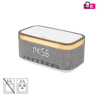 HOME LTCR06 multimédia lejátszó és ébresztőóra, 2x5 Watt, Qi telefontöltés, Bluetooth TWS, FM rádió, LED kijelző, beépített akkumulátor