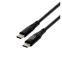 Home USBCC100PM töltőkábel, USB-C / USB-C, 1.2 méter, 100W gyorstöltés, teljesítménymérő digitális kijelző, szőtt nylon burkolat