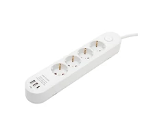 HOME NV4KUSBC hálózati elosztó, 1,5 m, H05VV-F 3G1,5 mm2 kábel, 4 védőérintkezős aljzat, USB töltőaljzat, max. 3680W, kétpólusú kapcsoló, beltéri kivitel