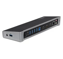StarTech.com USB3DOCKH2DP dokkoló állomás és port replikátor Vezetékes USB 3.2 Gen 1 (3.1 Gen 1) Type-A Fekete, Ezüst