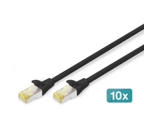 RJ45-RJ45 kábeltápkábel, kat.6A, S/FTP, AWG 26/7, LSOH, 5m, fekete, 10db