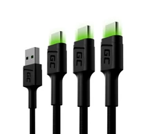 Green Cell KABGCSET03 USB kábel 2 M USB A USB C Fekete