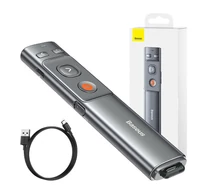 Baseus Orange Dot multifunkciós távirányító prezentációkhoz, lézeres mutatóval, tölthető (szürke)