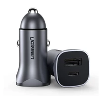 UGREEN car charger CD130, USB, USB-C, 24W (grey)