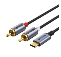 UGREEN CM451 USB-C és 2x RCA (Cinch) kábel, 1,5m (fekete)