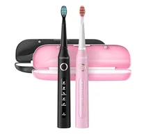 FairyWill FW-507 szonikus fogkefe hegyes fogkefe készlettel és tokkal (fekete és rózsaszín)