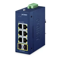 PLANET IP30 ?Compact size 6-Port IGS-820TF Beállítást nem igénylő (unmanaged) Gigabit Ethernet (10/100/1000) Kék