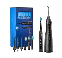 FairyWill FW-507+FW-5020E Szónikus fogkefe fejkészlettel és szájzuhannyal (fekete)