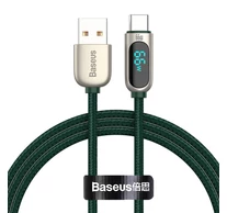 Baseus USB-C kábel kijelzővel, 66W, 1m (zöld)