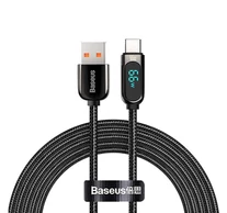 Baseus USB-C kábel kijelzővel, 66W, 1m (fekete)