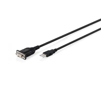 Digitus DA-70172 USB-A 2.0 férfi RS232 (DB9) férfi adapter kábel | FTDI chipkészlet (FT232RNL) | PVC, fekete | Ujj rögzítés | 1.8m
