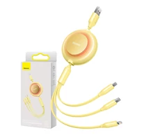 Baseus Bright Mirror 2, 3 az 1-ben Micro-USB / Lightning / USB-C kábel, 3,5 A, 1,1 m (sárga)