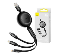 Baseus Bright Mirror 3, 3 az 1-ben Micro-USB / Lightning / USB-C kábel, 66W / 2A, 1,1 m (fekete)