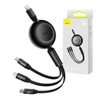 Baseus Bright Mirror 4 3 az 1-ben Mikro USB / Lightning / USB-C kábel, 100W, 3.5A, 1.1 m (fekete)