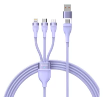 Baseus Flash Series 2, 3 az 1-ben USB kábel, USB-C / Micro-USB / Lightning, 100W, 1.2m (lila)