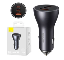 Baseus Golden Contactor Pro autós töltő, 2x USB-C, 1x USB, 65W (szürke)