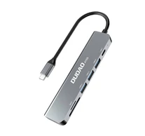 Adapter 6w1 Dudao A15S USB-C 3x USB, 1x USB-C, SD/TF (szürke)