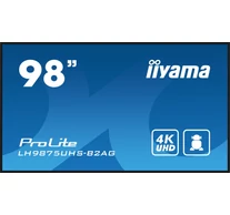 iiyama LH9875UHS-B2AG tartalomszolgáltató (signage) kijelző Laposképernyős digitális reklámtábla 2,48 M (97.5") LED Wi-Fi 500 cd/m² 4K Ultra HD Fekete Beépített