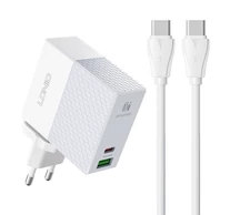 LDNIO A2620C USB, USB-C 65W hálózati töltő + USB-C - USB-C kábel