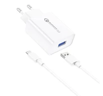 Foneng EU13 hálózati töltő + USB-Micro-USB kábel, 3A (fehér)