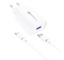 Foneng EU13 hálózati töltő + USB-C kábel, 3A (fehér)