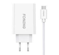 Foneng EU43 hálózati töltő, 1x USB + USB-C kábel