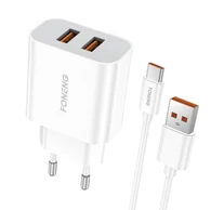 Fast charger Foneng 2x USB EU45 12W + USB Type C cable