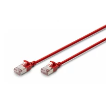 Vékony RJ45-RJ45 patch kábel, Cat. 6A, F/FTP, AWG 32/7, LSOH, 2 m, piros