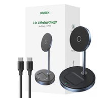 UGREEN 90668 2 az 1-ben vezeték nélküli töltő (ezüst és kék)