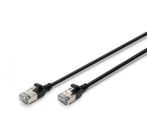 Slim RJ45-RJ45 patch kábel, Cat. 6A, F/FTP, AWG 32/7, LSOH, 3 m, fekete