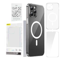 Baseus Magnetic Crystal Clear védőtok iPhone 12 Pro Max (átlátszó), edzett üvegfólia + tisztítókészlet