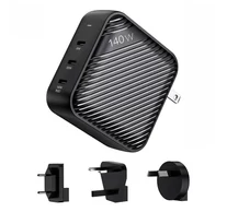 INVZI GanHub 3x USB-C hálózati töltő, 140W, EU/UK/AU/US (fekete)
