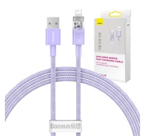 Baseus Lightning Explorer Series Gyorstöltő kábel USB-A, 1m, 2,4A (lila)