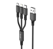 az 1-ben USB - USB-C / Lightning / Micro USB Budi kábel 1 m (fekete)