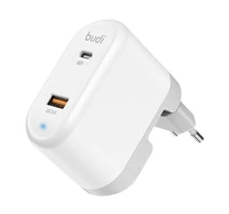 Budi 328E univerzális töltő, USB + USB-C, 18W + EU/UK/US adapter (fehér)