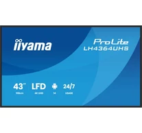 iiyama DS LH4364UHS-B1AG 43" Prezentációs Monitor, 4K VA LED, USB-C, iiSignage² (CMS), iiControl (DMS), iiShare, 24/7