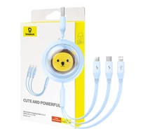 Baseus 3-1 töltőkábel USB - USB-C, USB-M, Lightning, 3,5A, 1,1m (kék)