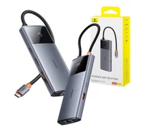 Hub 6in1 Baseus Metal Gleam 2 sorozat, USB-C 2xUSB 3.0 + USB-C + HDMI + USB-C PD + Ethernet RJ45