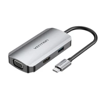 USB-C Docking Station to HDMI, VGA, USB 3.0, PD 0.15m Vention TOAHB, gray