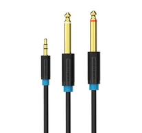 Audiokábel TRS 3.5mm 2x 6.35mm Vention BACBJ 5m fekete