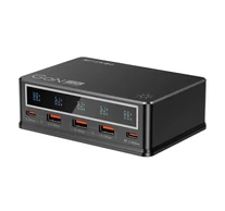 BlitzWolf BW-i9 asztali töltő, 110W, PD, 3xUSB-A, 2xUSB-C (fekete)