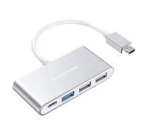 Lention 4in1 Hub USB-C USB 3.0 + 2x USB 2.0 + USB-C (ezüst)