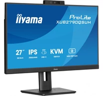 iiyama XUB2790QSUH-B2 27 hüvelykes IPS-panel 2560x1440 100Hz Windows Hello Webkamera 5MP Automatikus Fókusz 15cm Magasságállító Állvány 4ms 250
