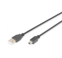 Digitus AK-300108-018-S USB kábel USB 2.0 1,8 M USB A Mini-USB B 0,48 Gbit/s Fekete