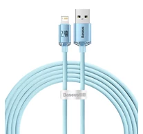 USB és iP kábel Baseus Crystal Shine, 2.4A, 2m (kék)