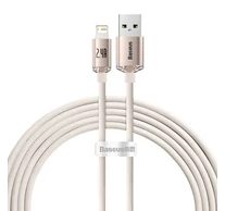 USB és iP kábel Baseus Crystal Shine, 2.4A, 2m (rózsaszín)
