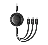 Gyors töltőkábel 3in1 Baseus Free2Draw, USB micro USB+USB-C+Lightning, 3.5A, 1.1m (fekete)
